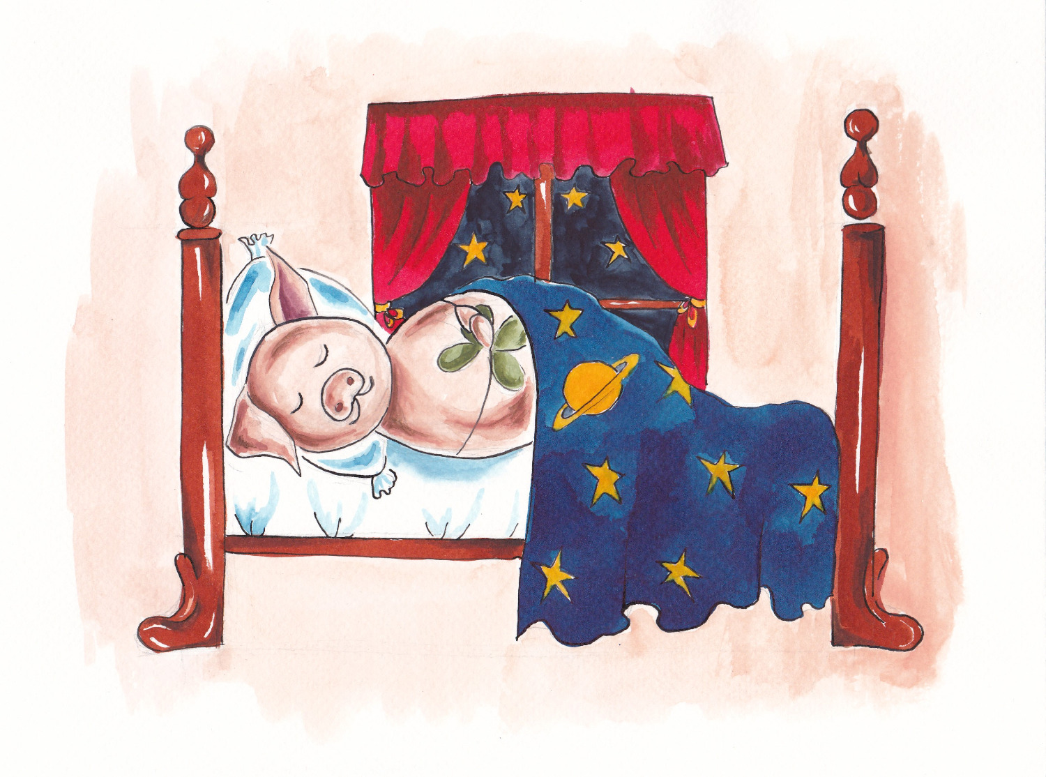 Borki im Bett — Bereit für die Mondreise